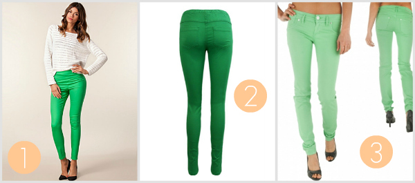 Grüne Hose, grüne Jeans und grüne Leggings