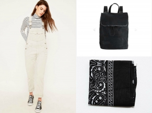 Latzhose_weis_Urban_Outfitters_Bandana_Kork_Rucksack